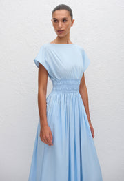 Shirred Waist Midi Dress - Sky - Matteau